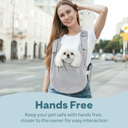 Supet Dog Carrier Sling for Small Dogs, Hands Free Adjustable Soft Cotton Puppy Chest Bag Carrier, Anti-Anxiety & Back Pain Relief Pet Front Pack (Grey, Plus) - color: Grey, size: Plus (5-12 LBS)