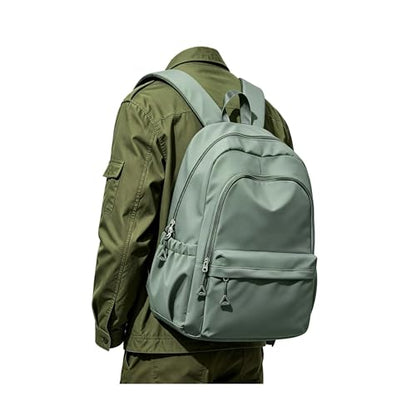 BJLFS Green Cute School Backpack with Laptop Compartment Small Travel Laptop Backpack for Women Men Waterproof College Backpack Simple School Bag for Teens Girls Boys - color: A0-green