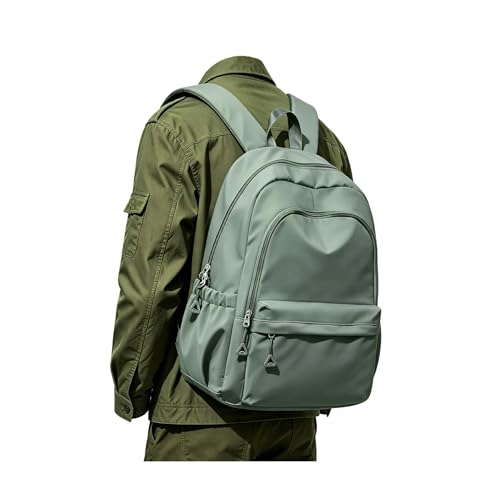BJLFS Green Cute School Backpack with Laptop Compartment Small Travel Laptop Backpack for Women Men Waterproof College Backpack Simple School Bag for Teens Girls Boys - color: A0-green