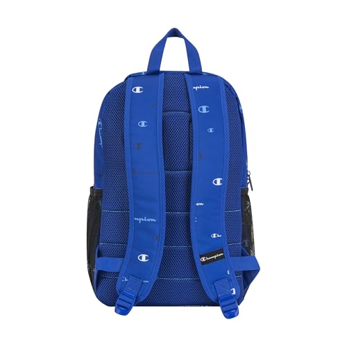 Champion Kids' Merit Backpack with Padded Straps, Water Bottle Pocket and Laptop Compartment for Daily Use, Medium Blue, One Size - color: Medium Blue