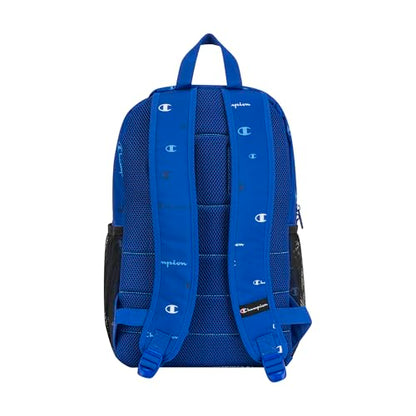 Champion Kids' Merit Backpack with Padded Straps, Water Bottle Pocket and Laptop Compartment for Daily Use, Medium Blue, One Size - color: Medium Blue
