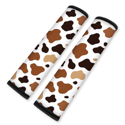 2Pcs Soft Auto Seat Belt Cover Pads, Stylish Cow Print Car Seatbelt Shoulder Cushion for Comfortable Driving, Compatible with All Cars' Seatbelt and Backpack Straps 11x2.4inch - color: Cow Print