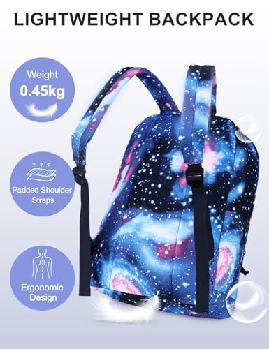 VASCHY Backpack for School, Lightweight Water Resistant Bookbag Casual Daypack for Middle School Teen Boys Girls Blue Galaxy - color: Blue Galaxy