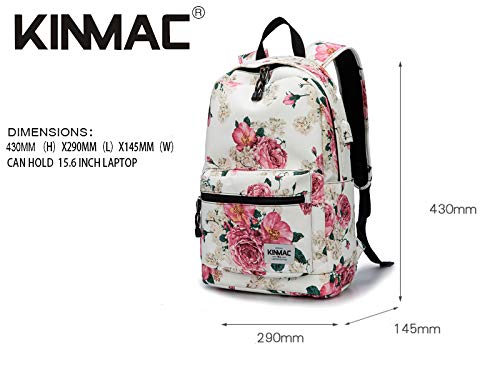 Kinmac Peony Pattern 15 inch Waterproof Laptop Travel Outdoor Backpack With USB Charging Port For 13 inch 14 inch and 15.6 inch Laptop - color: Peony