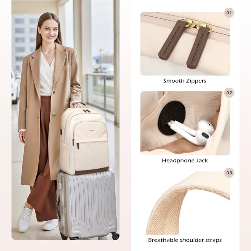 Laptop Backpack for Women Travel Carry On Bag Weekender Business Multilayer Personal Item Backpack,16 Inch,WApricot - color: C-wapricot, size: 16 Inch