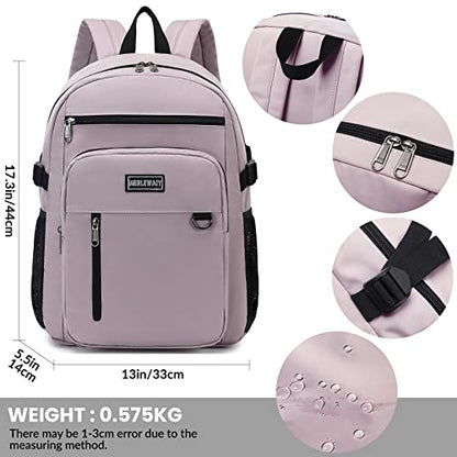 MIRLEWAIY Classical School Backpack Lightweight Bookbag Casual Daypack Travel Work Bag For Teenagers College Girls boys - color: Pink Purple