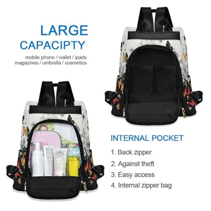 MNSRUU Women Backpack Purse Grey Butterfly Backpack for Women Anti-theft Shoulder Bag Carry On Backpack Lightweight Rucksack Fashion Travel Ladies Bags - color: Cute 08