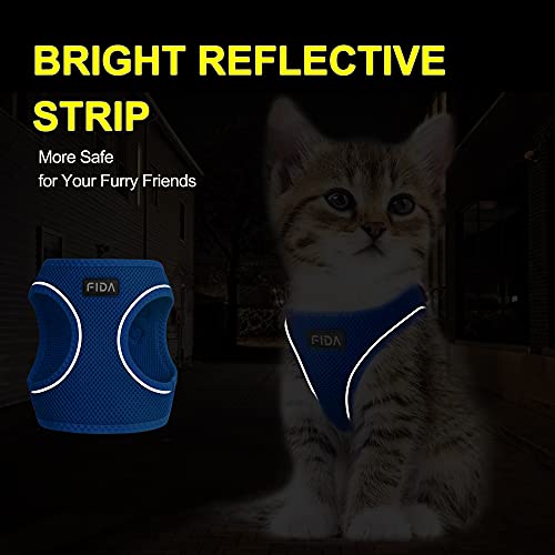 Fida Comfy Dog Harness with Leash, Cat Vest Harness Escape Proof, Breathable Lightweight Soft Mesh, Adjustable Reflective Step-in Harness for Puppy Toy Breeds & Extra-Small Pet (XXS, Blue) - color: Blue, size: XXS (Neck:11.4"-12.2"; Girth:12.6"-14.2")