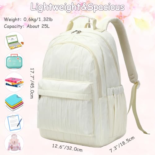 Meisohua School Backpack for Girls Large Capacity Bookbag for Kids Teens School Bags for Primary Middle School College Daypack with Anti Theft Back Pocket - color: Cloth Stripe Beige