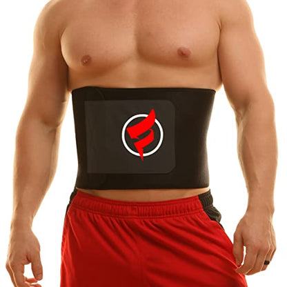 Fitru Waist Trimmer Sauna Ab Belt for Women & Men - Waist Trainer Stomach Wrap - color: Black, size: S: 9" X 34"