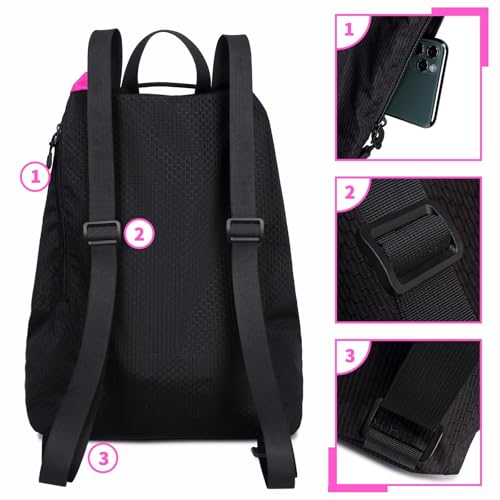Lohol Large Mesh Drawstring Backpack with Shoe Bag, Durable Swimming String Sack with Handle for Sports Gym Yoga Beach Travel - color: Rose Pink