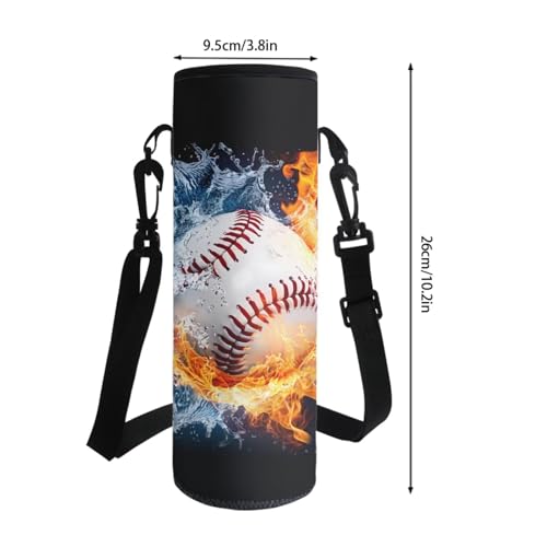 Baseball Water Flame Backpack 4 Pieces Backpack for Children Casual Reusable Casual Preschool School Bag Set with Lunch Bag Pencil Case Water Bottle Sleeve - color: Baseball Water Flame