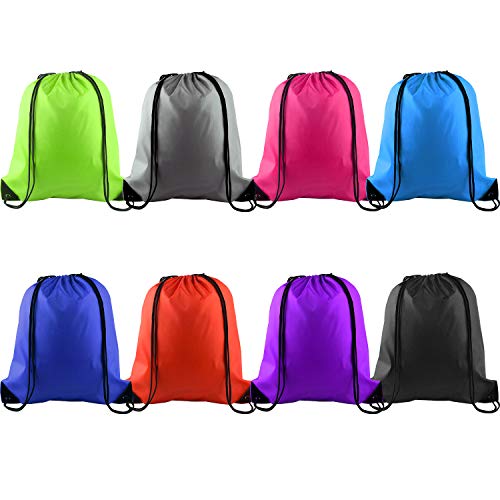 KUUQA 8Pcs Drawstring Backpacks - Bulk Gym Sport Travel Bags - color: 8 Colors