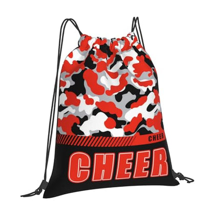 Drawstring Backpack Waterproof Gym Drawstring Bags Sports String Bag Camo Sackpack-Orange Black Cheer Drawstring Bag - color: Cheer Drawstring Bags-camo Orange Black