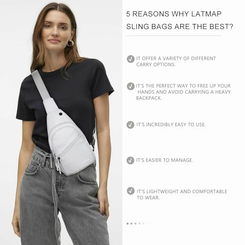 LATMAP 7L Sling Bag For Women Faux Leather Anti Theft Small Casual Daypack Backpack Fanny Pack Crossbody Chest Bags Purse Waterproof Light Grey - color: 7l-nylon-light Grey