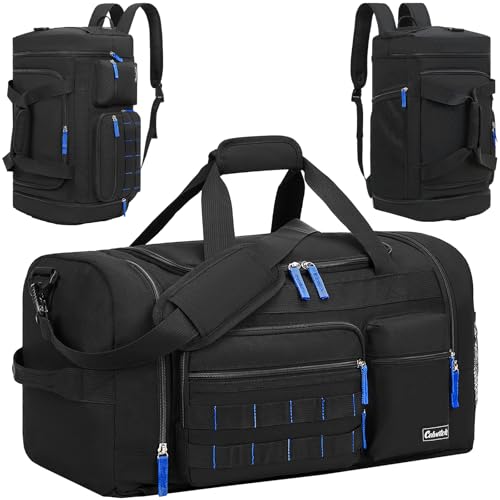 Gym Bag for Men Women with Shoes Compartment 3-in-1 Sports Travel Duffel Bag Multipurpose Weekender Overnight Backpack with Wet Pocket - Black - color: Black, size: 39L-Medium