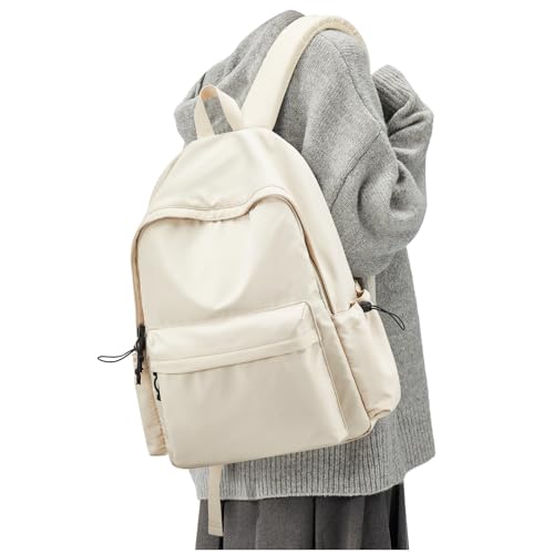 White Large Bookbags For Teen Girls Boys Waterproof College Backpack Middle School bags Lightweight Travel Rucksack Casual Daypack Laptop Backpacks For Men Women - color: Large-beige