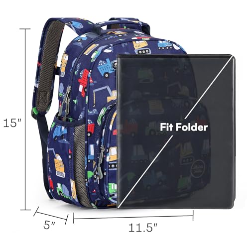 mibasies Kids Backpack for Boys 5-8: Water-Resistant School Bookbag for Kindergarten and Elementary - Car Blue - color: Car Blue, style: Kids-15"h