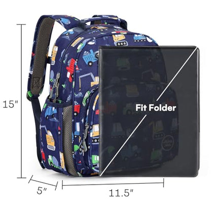 mibasies Kids Backpack for Boys 5-8: Water-Resistant School Bookbag for Kindergarten and Elementary - Car Blue - color: Car Blue, style: Kids-15"h