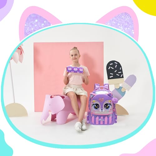 Backpacks for Girls School Bag Cute Girls Backpacks Ages 8-10 Kids Bookbag Set Travel Backpack for Preschool Kindergarten Elementary Students Backpack to School Supplies - color: 01 Purple