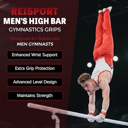 Reisport Men's High Bar Gymnastics Grips - Durable Leather Hand Grips for Gymnastics Bars Men & Boys - Gymnastics Equipment & Accessories for Advanced Gymnasts - size: X Small, style: Hook/Loop
