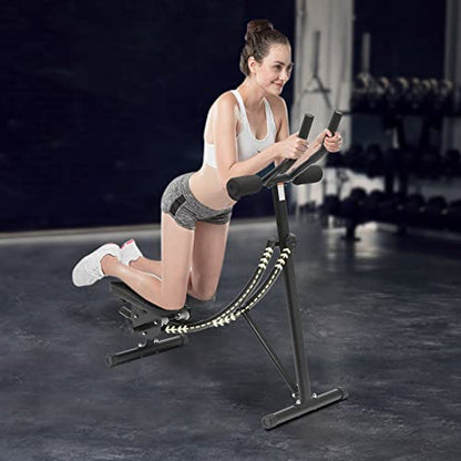 Ab Machine Abdominal Crunch Core Workout Equipment Foldable Exercise Ab Trainer Machine Coaster Abdominal/Core Fitness All Training Equipment Levels for Home & Gym - size: 41.33*15.74*43.3in Black