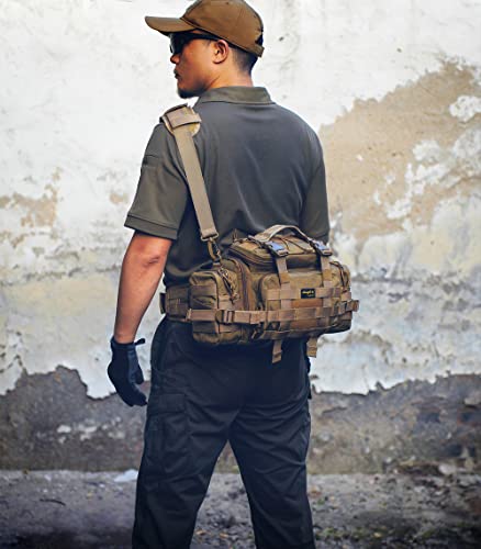 SHANGRI-LA Tactical Range Bag Outdoor Sling Backpack Hiking Fanny Waist Pack - color: Tan