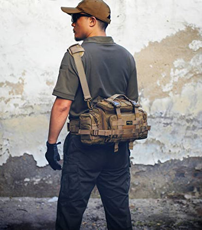 SHANGRI-LA Tactical Range Bag Outdoor Sling Backpack Hiking Fanny Waist Pack - color: Tan