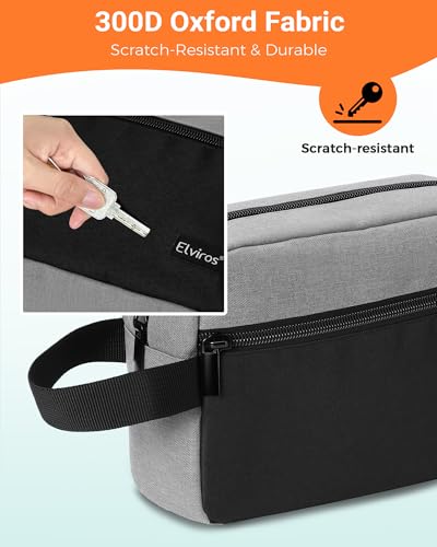 Elviros Hanging Toiletry Bag for Men, Travel Dopp Kit, Small, Grey & Black - color: Grey&Black, size: Small