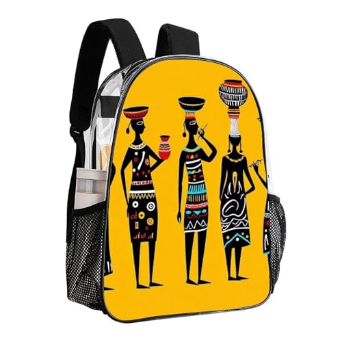 Polyester Daypack Backpack for Sports Travel Running, Big Capacity Anti-Theft Multipurpose Carry On Bag, Traditional African Women Art Laptop Book Bag Rucksack - color: Pattern 219