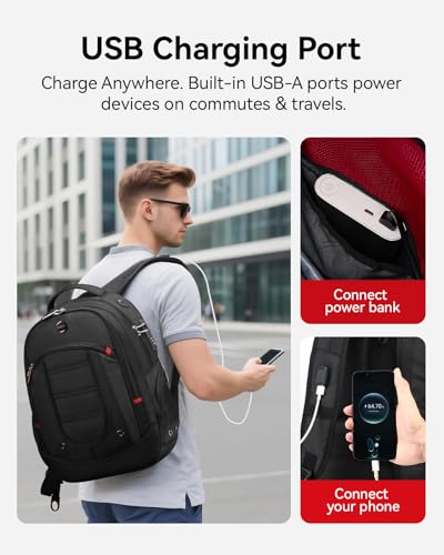 CROSSGEAR Travel Laptop Backpack, Large Computer Business Backpack Fits 17.3 Inch Laptop, Multi-pocket, Breathable Padded, Water Resistant Casual Daypacks for Men Women - size: 17.3 inch