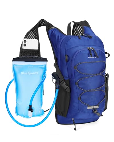 Blue Quartz Hydration Backpack with 2L Water Bladder, 18L Hiking Backpack for Women Men, Lightweight Water Pack with Phone Pocket for Quick Access, Hydration Pack for Cycling, Running, Biking - color: Dark Blue