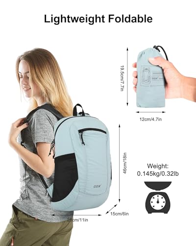 GOX Foldable 20l Backpack For Travel Lightweight Hiking Packable Daypack for Men Travel Camping Outdoor Bag Women (Sky Blue) - color: Sky Blue
