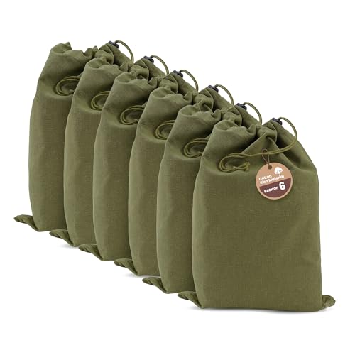 LFH Cotton Shoe Storage Bags with Drawstring, Breathable Dustproof Reusable Shoe Organizer for Travel, Gym, Dorm, Hotel, Machine Washable Easy Carry 12"x17" (Pack of 6), Military Green - color: Military Green, size: 12"x17" (Pack of 6)
