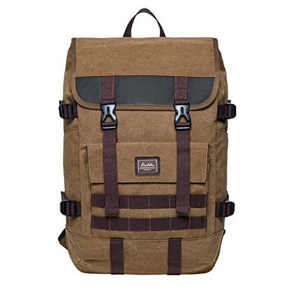 KAUKKO Laptop Backpack for Unisex, Casual Daypack Fits 15.6" Laptop (18-CANVAS KHAKI) - color: 18-canvas Khaki