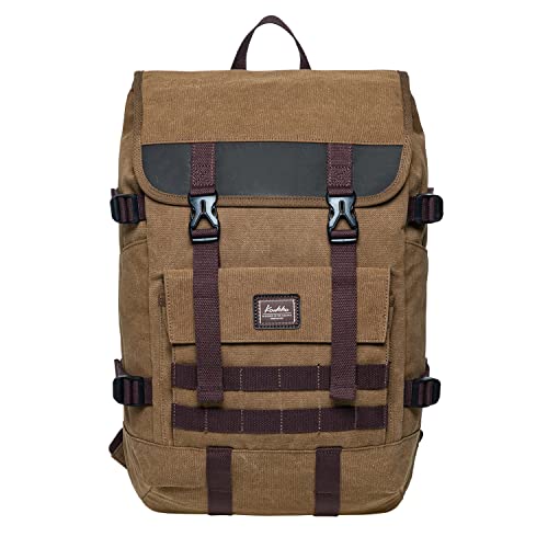 KAUKKO Laptop Backpack for Unisex, Casual Daypack Fits 15.6" Laptop (18-CANVAS KHAKI) - color: 18-canvas Khaki