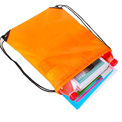 Bulk Drawstring Bags, Polyester Draw String Bags, Gym Sports Cinch Bag Drawstring Backpack for Women Men - color: Orange