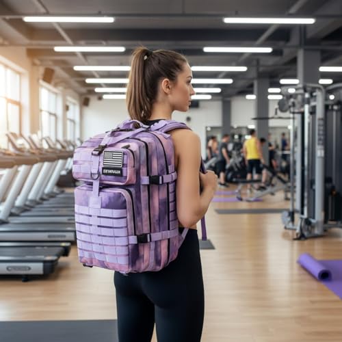 45L Military Tactical Backpack for Men & Women Bug Out Bag Assault pack Molle Daypack Hiking Trekking Rucksack (Cloud purple) - color: Cloud Purple