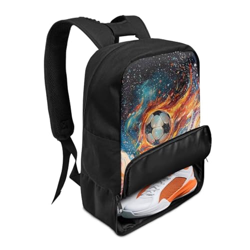 18.5in Basketball Backpack Basketball Bag with Shoe Compartment & Ball Holder, Waterproof Bag for Soccer Volleyball - color: Anime Star Cool Soccer Print