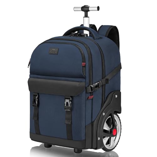 MATEIN Rolling Backpack with Wheels, Roller Backpack for Men Women, Blue - color: Blue