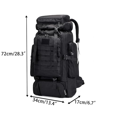 YFREAL 80L Hiking Camping Backpack,Hunting Backpack for Outdoor,Large Pack Waterproof,Tactical Backpack for Men Women - color: Black