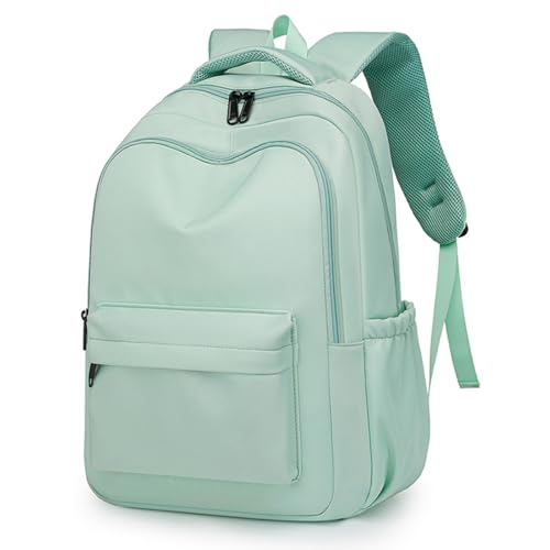 Cute College Backpack for School Aesthetic Backpack for Teen Girls Students Laptop Bag Large Capacity Bookbags Kids Travel Lightweight Backpacks for Casual Daypacks School Bag Solid Color(Green) - color: Green