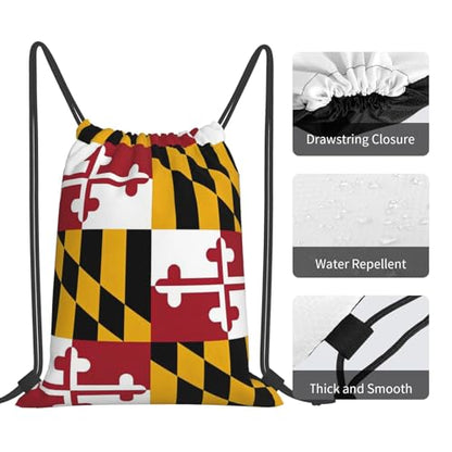 Maryland Flag Drawstring Bag Sport Gym Backpack Beach Travel Sack Draw String Yoga Bag For Men Women - color: Maryland Flag