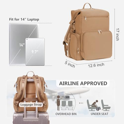 CEI-CEI Neoprene Diaper Bag Backpack Large Newborn Baby Maternity Bags Waterproof Travel Backpack for Mom Dad with Insulated Pockets,Changing Pad - color: Brown
