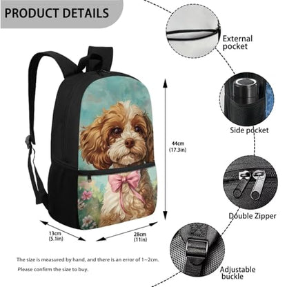 ZOUTAIRONG Bookbag for School Insulated Thermos for Hot & Cold Drinks, Cute Dog Lightweight Casual Backpack with Side Pockets for Small Water Up - color: Cute Dog