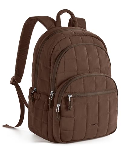 BAGSMART College Laptop Backpack, Travel Backpack for Women, Quilted Casual Daypack, Water-Resistant Bookbag for 15.6 Inch Laptop, Chocolate - color: Chocolate, size: Standard 15.6 Inch
