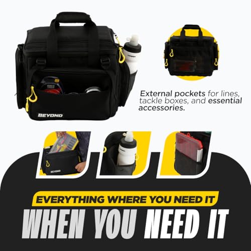 Beyond Fishing Hauler Tackle Bags - Water Resistant With Hard Molded Bottom - Perfect for Fresh Water & Salt Water Fishing Tackle Storage - Holds Tackle Boxes and Fishing Gear - size: Medium