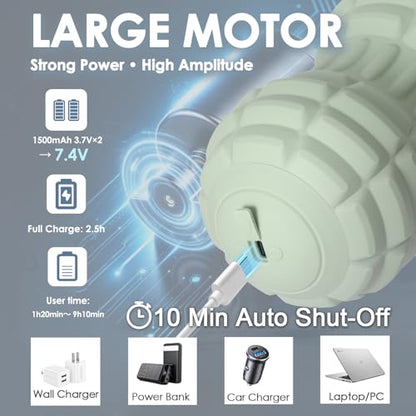 Silicone Vibrating Peanut Massage Ball Roller, Green | Water Resistant , Electric Double Lacrosse Massage Ball, 4 Intensities, For Muscle Tightness Deep Tissue, For Foot Back Hip - color: Green
