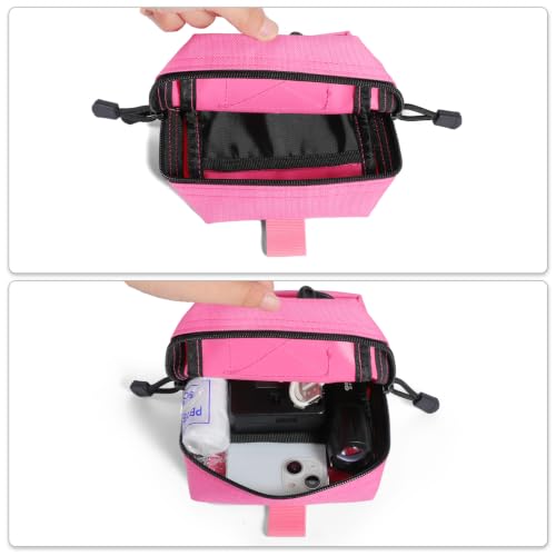 FRTKK 2 Pack Molle Pouches - Tactical Compact Water-Resistant EDC Pouch Bag Small Utility Pouch - color: 2 Pack - Pink