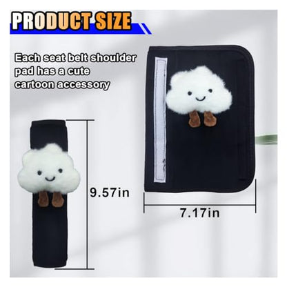 Fluffy Cloud Car Seat Belt Pads - Cute Seat Belt Covers for More Comfortable Driving - Safety Seatbelt Shoulder Strap Cushion Protect Shoulder and Neck - Backpack Shoulder Pad for Kids Adults (2PCS) - size: 2PCS
